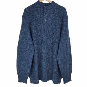 KINGSIZE Sweater Henley Shaker Knit Big Men Navy Marl Crew Cozy Warm Size 3XL